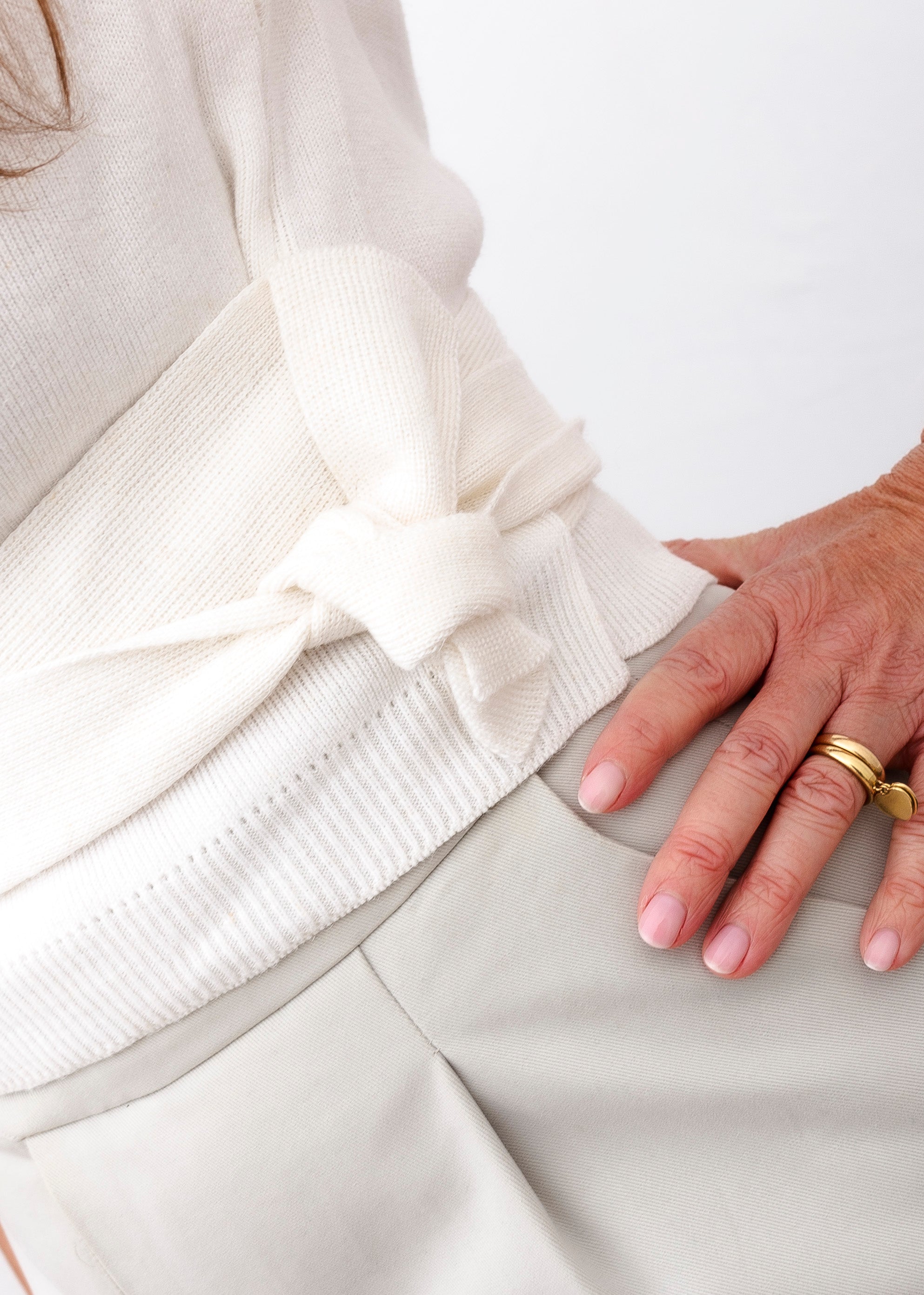 Gabardine trousers with belt